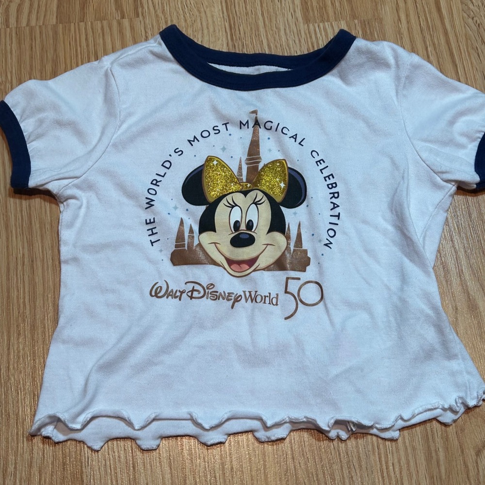 Walt Disney‎ World 50th Anniversary Minnie Mouse Girls White Top XS